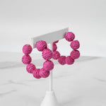 Raffia Hoop Earrings Hot Pink Teal Green Multi
