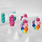 Raffia Hoop Earrings Hot Pink Teal Green Multi