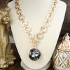 Gilded Radiance – Chunky Ring Chain Necklace with Sparkly Crystal