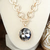 Gilded Radiance – Chunky Ring Chain Necklace with Sparkly Crystal
