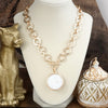 Gilded Radiance – Chunky Ring Chain Necklace with Sparkly Crystal