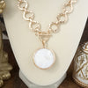 Gilded Radiance – Chunky Ring Chain Necklace with Sparkly Crystal