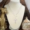 Divine Simplicity – Hammered Cross Front Toggle Necklace