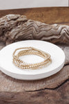 Small Worn Gold tone and Glass beads bracelet stack of 4 bracelets