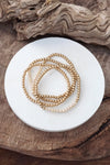 Small Worn Gold tone and Glass beads bracelet stack of 4 bracelets