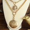 Multi-Layer 2-in-1 Coin Lariat Statement Necklace – Worn Gold