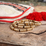 Semi-Precious and Gold-Tone Heishi Disk Beaded Bracelet Sets – Neutrals and Multicolor