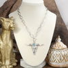 Western Spirit – Hammered Paperclip Chain Necklace with Steer Head Pendant
