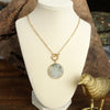Semi-Precious Disc Pendant Front Toggle Chain Necklace