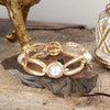 Luminous Muse – Stretchy Bangle with Pearls in Worn Gold