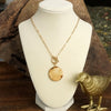 Semi-Precious Disc Pendant Front Toggle Chain Necklace