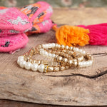 Pearls and Antique Gold Beaded Bracelet Set