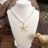 Sea Life Pearl Necklace with Starfish Statement Pendant