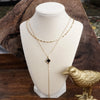 Clover Lariat Dainty Layered Necklace – Gold Tone & Color Options