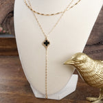 Clover Lariat Dainty Layered Necklace – Gold Tone & Color Options
