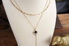 Clover Lariat Dainty Layered Necklace – Gold Tone & Color Options