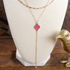Clover Lariat Dainty Layered Necklace – Gold Tone & Color Options