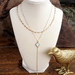 Clover Lariat Dainty Layered Necklace – Gold Tone & Color Options
