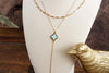 Clover Lariat Dainty Layered Necklace – Gold Tone & Color Options