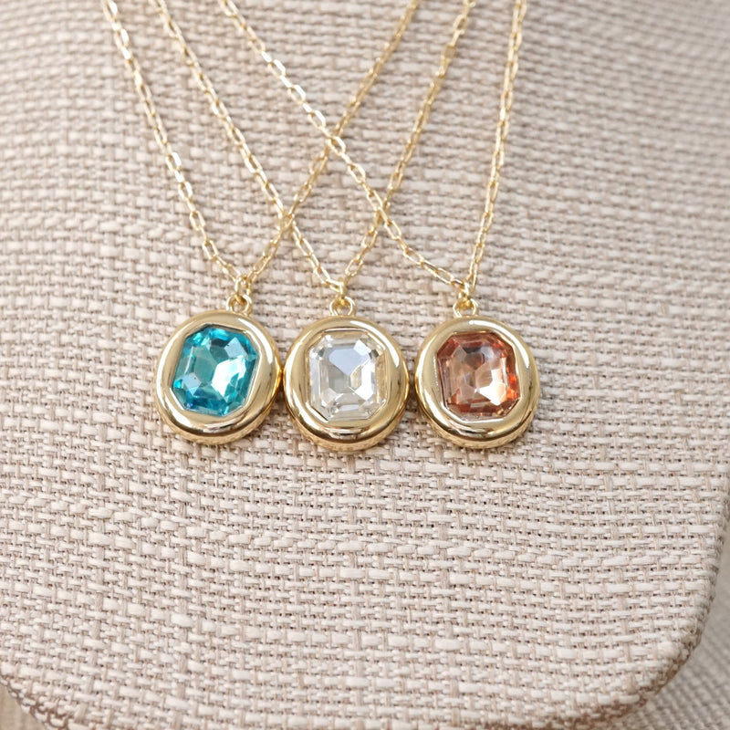 Bubble Pendant Necklace Blue Peach Clear