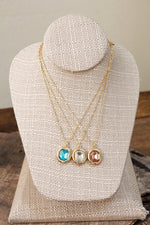 Bubble Pendant Necklace Blue Peach Clear