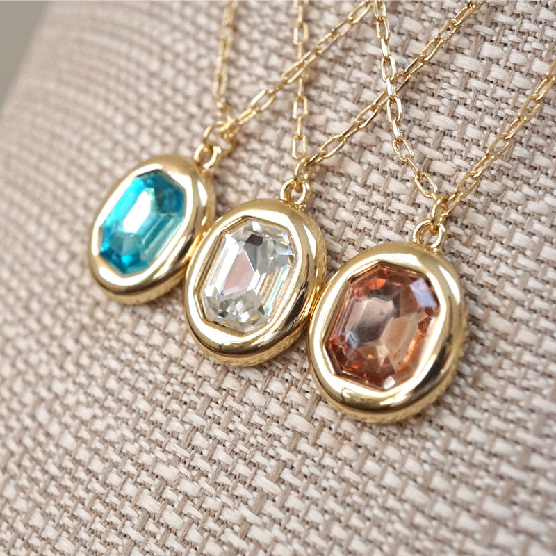 Bubble Pendant Necklace Blue Peach Clear
