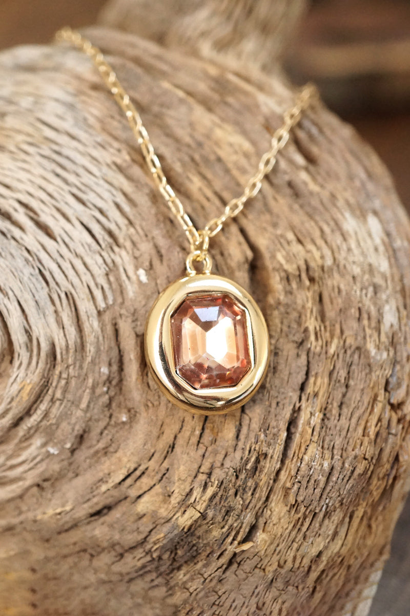 Bubble Pendant Necklace Blue Peach Clear