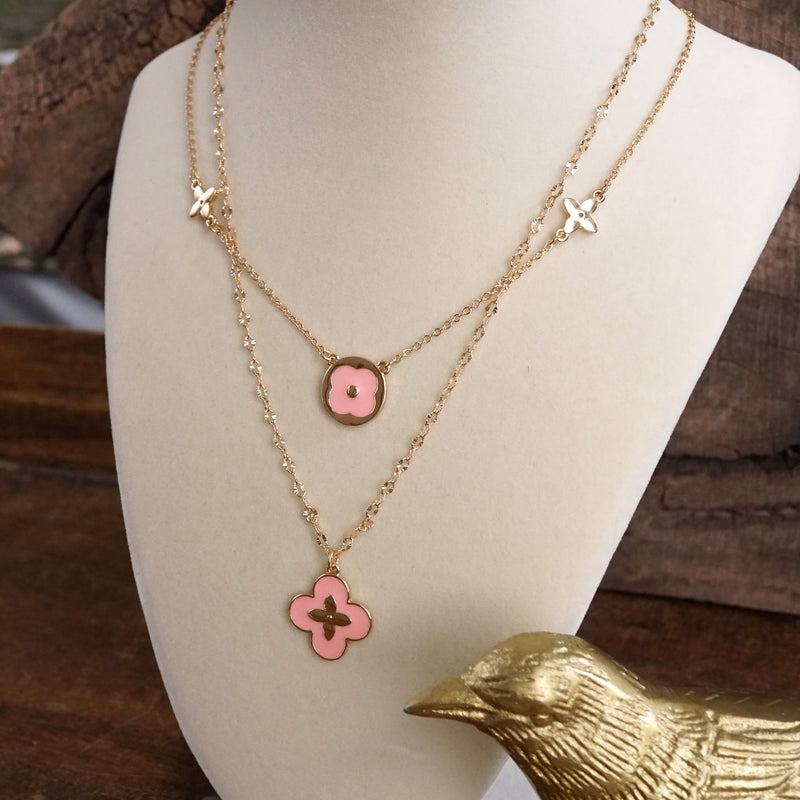 Clover Dainty Layered Necklace – Gold Tone & Color Options