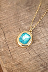 Bubble Pendant Necklace Blue Peach Clear