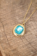 Bubble Pendant Necklace Blue Peach Clear