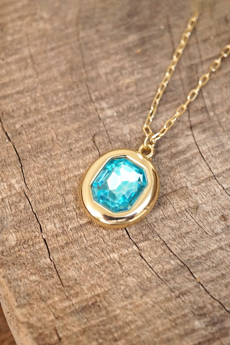 Bubble Pendant Necklace Blue Peach Clear