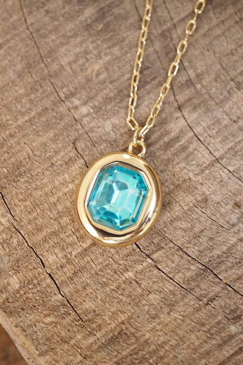 Bubble Pendant Necklace Blue Peach Clear