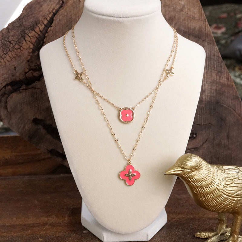 Clover Dainty Layered Necklace – Gold Tone & Color Options