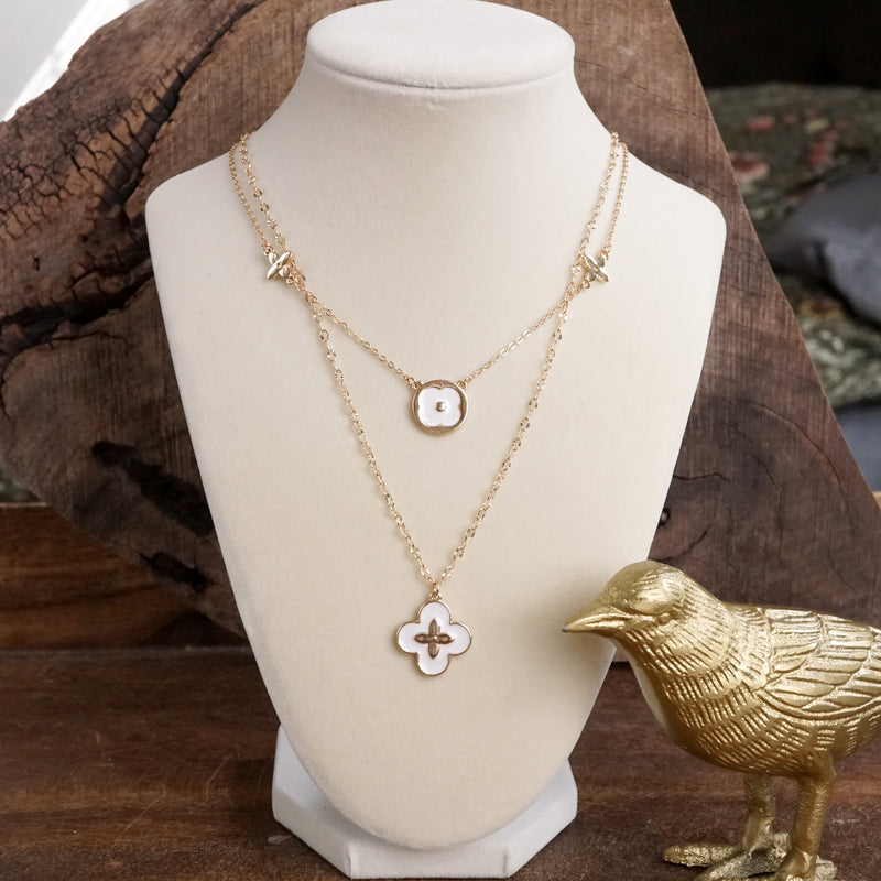 Clover Dainty Layered Necklace – Gold Tone & Color Options