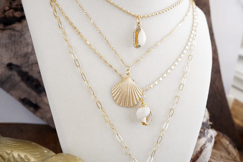 Tidebound Treasures – 4-in-1 Sea Life Multi-Layer Pendants Necklace