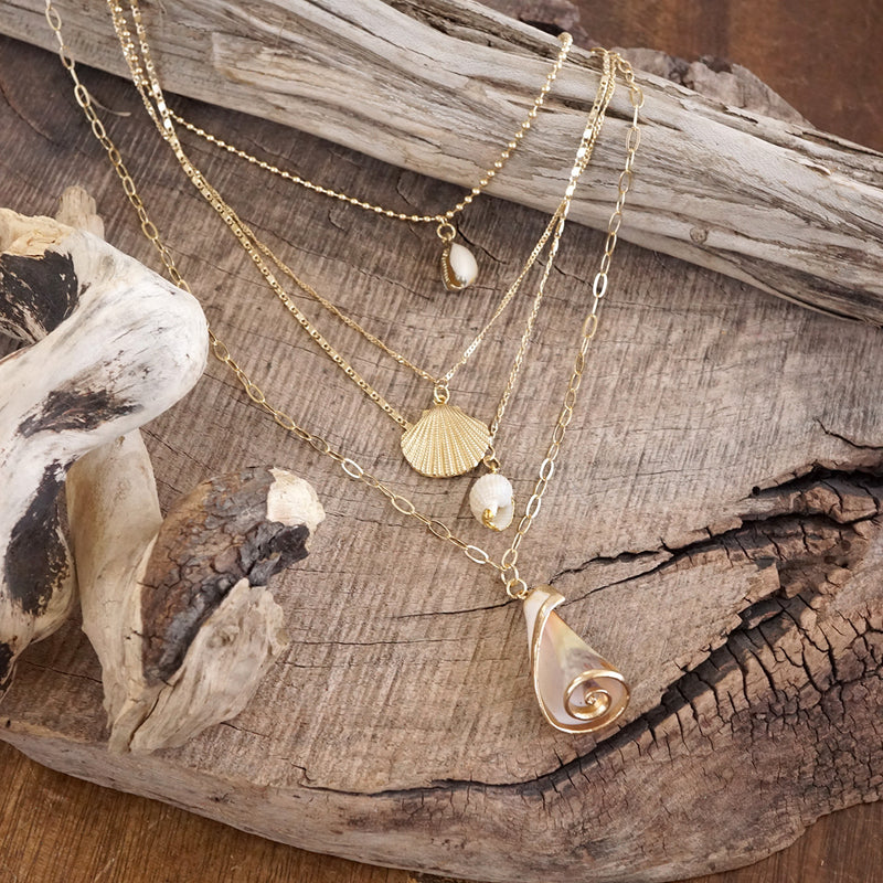 Tidebound Treasures – 4-in-1 Sea Life Multi-Layer Pendants Necklace