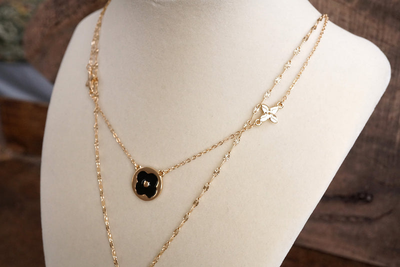 Clover Dainty Layered Necklace – Gold Tone & Color Options
