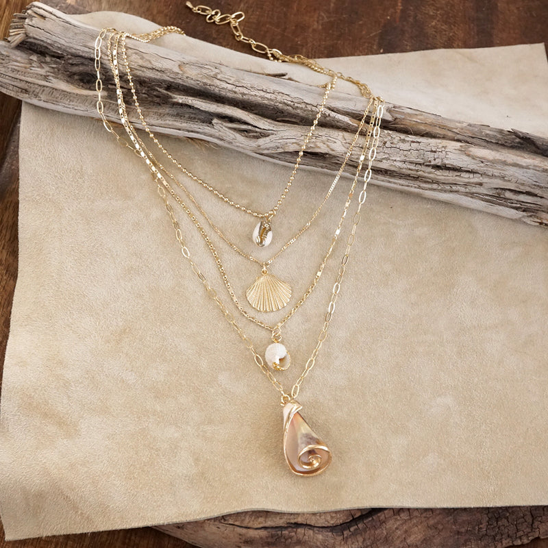 Tidebound Treasures – 4-in-1 Sea Life Multi-Layer Pendants Necklace
