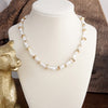 Golden Drift – Dainty Necklace with Faux Pearls and Nugget Beads