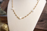 Classic Bar Chain & Organic Pearls Necklace – Gold Tone