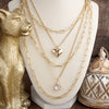 Hearts Entwined – 5-in-1 Layered Necklace with Hammered Heart & Teardrop Crystal