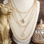 Hearts Entwined – 5-in-1 Layered Necklace with Hammered Heart & Teardrop Crystal