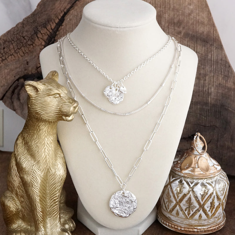 Treasure Trio – 3-in-1 Layered Hammered Coins Necklace