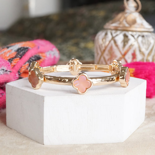 Clover Stretchy Bangle Bracelet – White, Pink, Mint, Tortoise