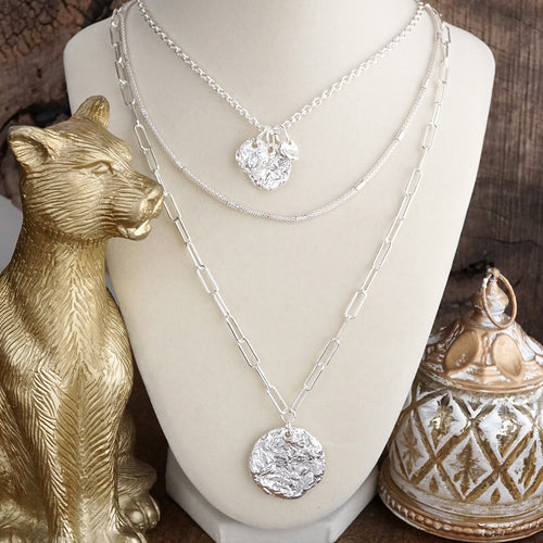Treasure Trio – 3-in-1 Layered Hammered Coins Necklace