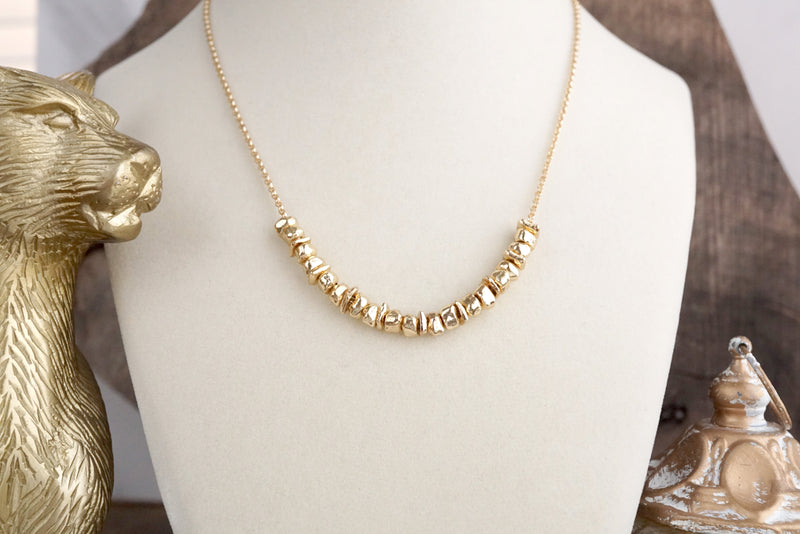 Golden Gather – Dainty Rolo Chain with Nugget Cluster
