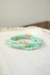 Colorful and Gold tone beads bracelet stack of 3 bracelets
