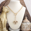 Heartline Glow – Hammered Heart Lariat Necklace in Gold