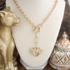 Heartline Glow – Hammered Heart Lariat Necklace in Gold