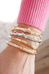 Stretchy Stackable Bangle Pearls and Rhinestones Gold or Silver Tone